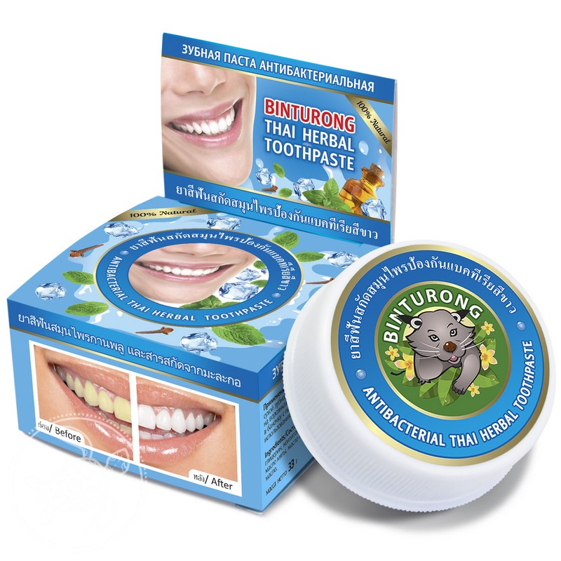 Круглая зубная паста антибактериальная Binturong Antibacterial Thai Herbal Toothpaste Binturong Круглые зубные пасты
